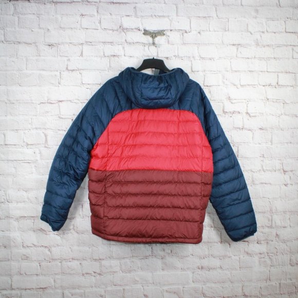 LL Bean Red Blue Colorblock Polyester Down Hooded Jacket XXXL Reg - Picture 7 of 8